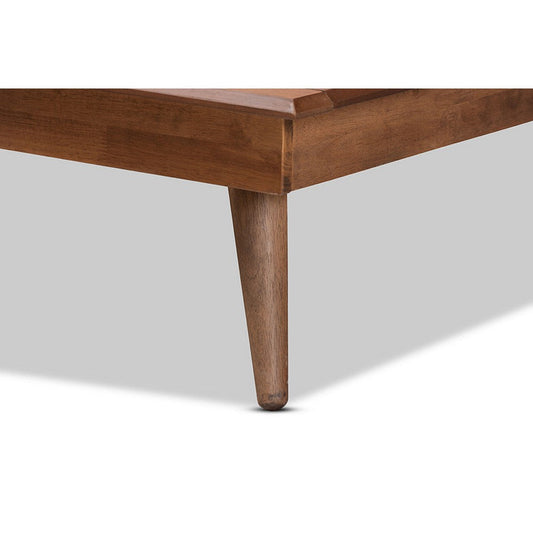 Baxton Studio Karine Mid-Century Modern Walnut Brown Finished Wood Twin Size Platform Bed