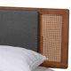 Baxton Studio Eliseo Mid-Century Modern Dark Grey Fabric and Walnut Brown Finished Wood Full Size Platform Bed WHI-MG0005-Rattan-Full
