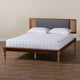 Baxton Studio Eliseo Mid-Century Modern Dark Grey Fabric and Walnut Brown Finished Wood Queen Size Platform Bed