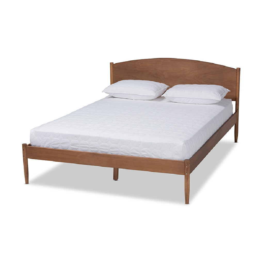 Baxton Studio Leanora Mid-Century Modern Ash Wanut Finished Full Size Wood Platform Bed