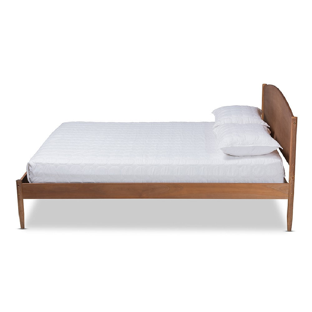 Baxton Studio Leanora Mid-Century Modern Ash Wanut Finished Full Size Wood Platform Bed