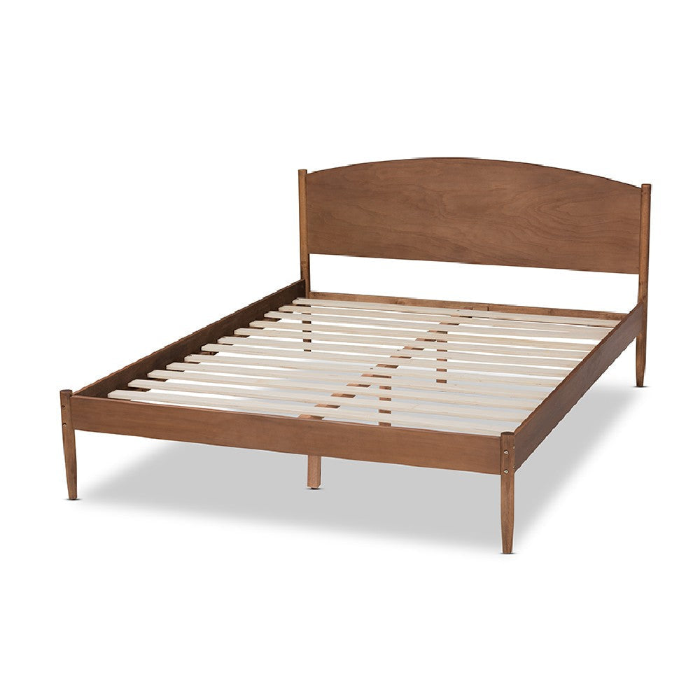 Baxton Studio Leanora Mid-Century Modern Ash Wanut Finished Full Size Wood Platform Bed