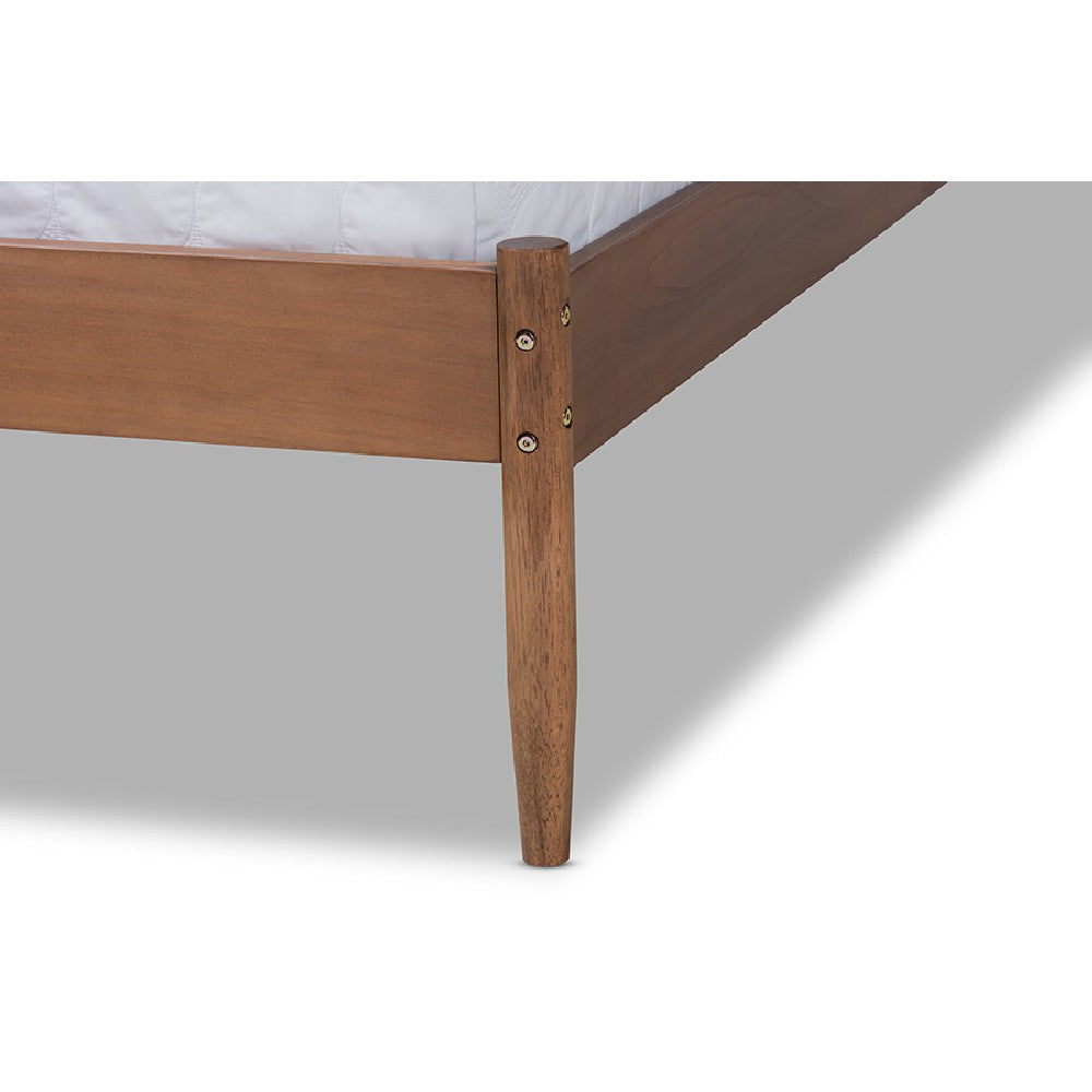 Baxton Studio Leanora Mid-Century Modern Ash Wanut Finished Full Size Wood Platform Bed