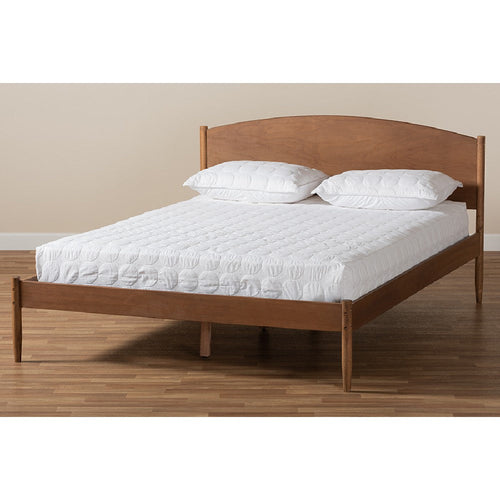 Baxton Studio Leanora Mid-Century Modern Ash Wanut Finished Full Size Wood Platform Bed