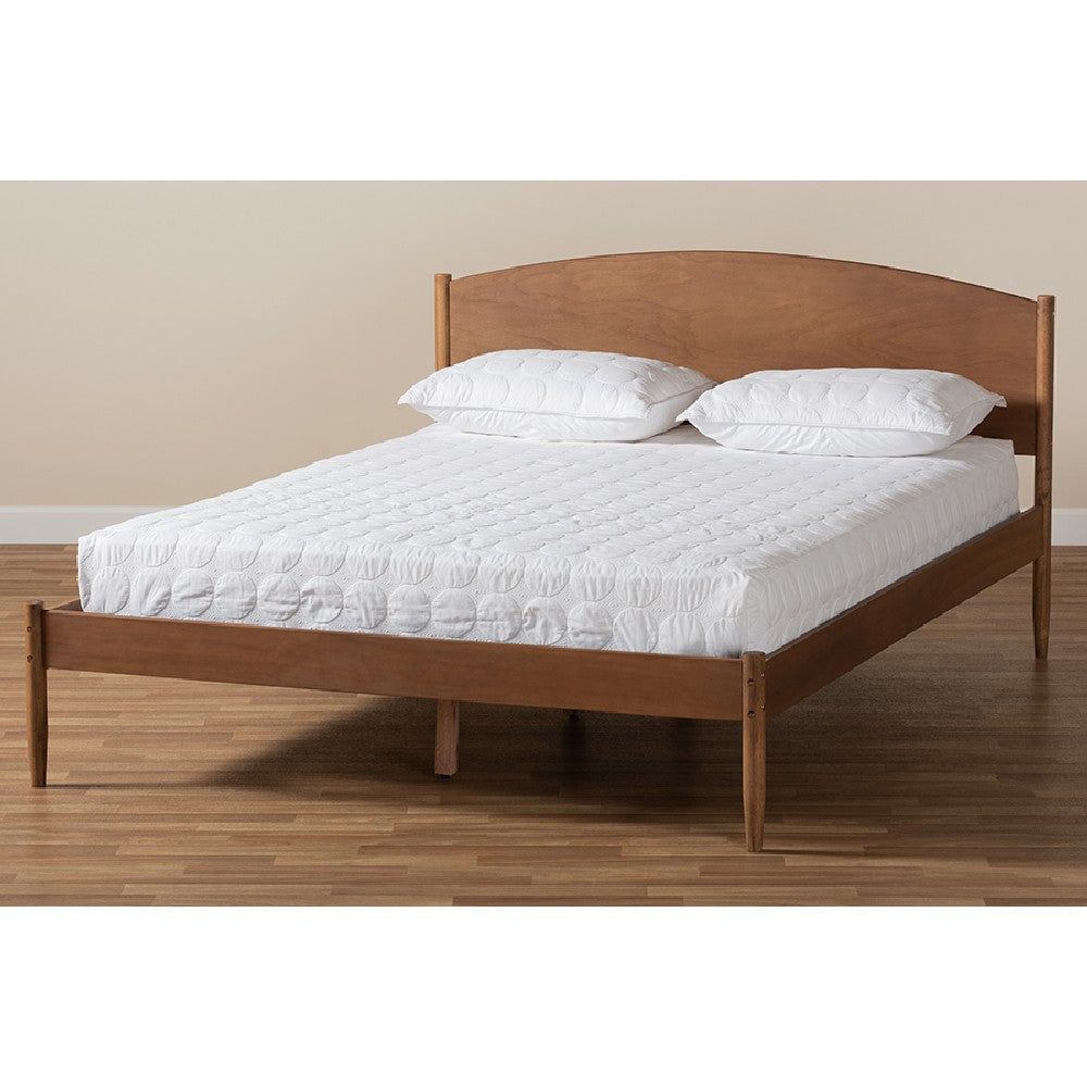 Baxton Studio Leanora Mid-Century Modern Ash Wanut Finished Queen Size Wood Platform Bed