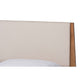 Baxton Studio Senna Mid-Century Modern Beige Fabric Upholstered and Walnut Brown Finished Wood Full Size Platform Bed