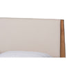 Baxton Studio Senna Mid-Century Modern Beige Fabric Upholstered and Walnut Brown Finished Wood Queen Size Platform Bed