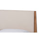 Baxton Studio Senna Mid-Century Modern Beige Fabric Upholstered and Walnut Brown Finished Wood Queen Size Platform Bed