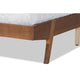 Baxton Studio Senna Mid-Century Modern Beige Fabric Upholstered and Walnut Brown Finished Wood Queen Size Platform Bed