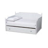 Baxton Studio Millie Cottage Farmhouse White Finished Wood Full Size Daybed with Twin Size Trundle