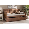 Baxton Studio Toveli Vintage French Inspired Ash Wanut Finished Wood and Synthetic Rattan Daybed with Trundle