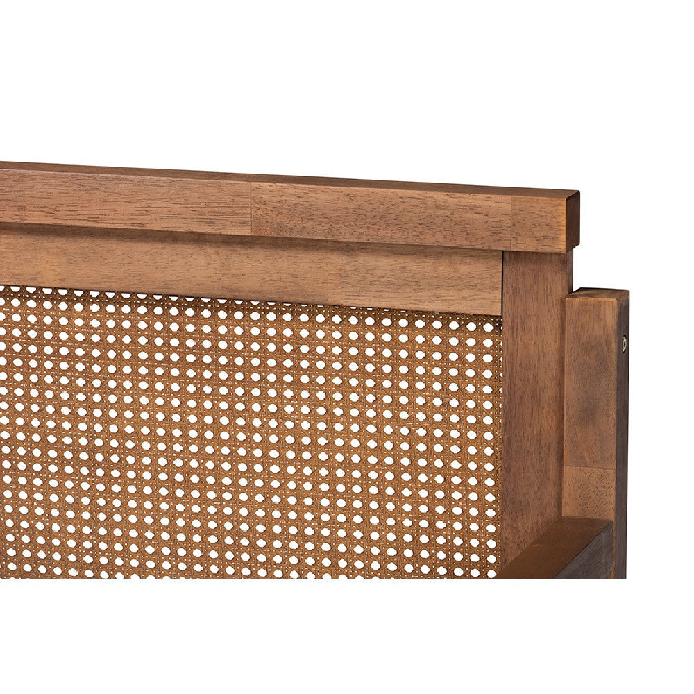 Baxton Studio Toveli Vintage French Inspired Ash Wanut Finished Wood and Synthetic Rattan Daybed with Trundle