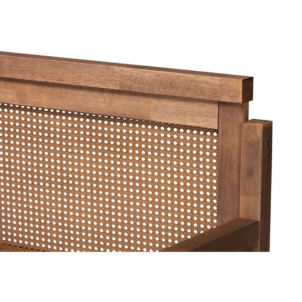 Baxton Studio Toveli Vintage French Inspired Ash Wanut Finished Wood and Synthetic Rattan Daybed WHI-MG0015-Ash-Walnut-Rattan-Daybed