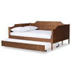 Baxton Studio Alya Classic Traditional Farmhouse Walnut Brown Finished Wood Full Size Daybed with Roll-Out Trundle Bed