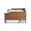 Baxton Studio Alya Classic Traditional Farmhouse Walnut Brown Finished Wood Full Size Daybed with Roll-Out Trundle Bed