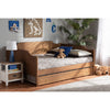 Baxton Studio Alya Classic Traditional Farmhouse Walnut Brown Finished Wood Full Size Daybed with Roll-Out Trundle Bed