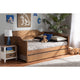 Baxton Studio Alya Classic Traditional Farmhouse Walnut Brown Finished Wood Full Size Daybed with Roll-Out Trundle Bed