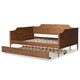 Baxton Studio Alya Classic Traditional Farmhouse Walnut Brown Finished Wood Full Size Daybed with Roll-Out Trundle Bed