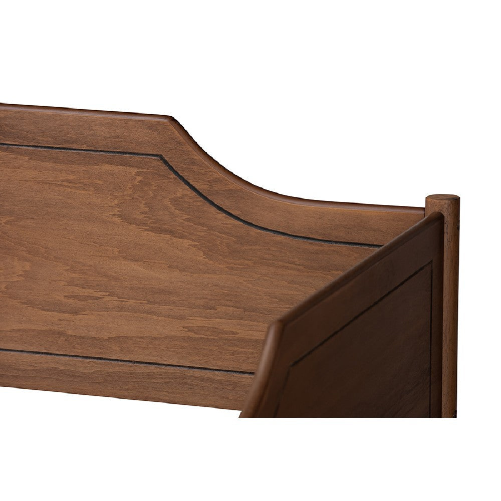 Baxton Studio Alya Classic Traditional Farmhouse Walnut Brown Finished Wood Full Size Daybed with Roll-Out Trundle Bed