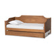 Baxton Studio Alya Classic Traditional Farmhouse Walnut Brown Finished Wood Twin Size Daybed with Roll-Out Trundle Bed