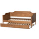 Baxton Studio Alya Classic Traditional Farmhouse Walnut Brown Finished Wood Twin Size Daybed with Roll-Out Trundle Bed