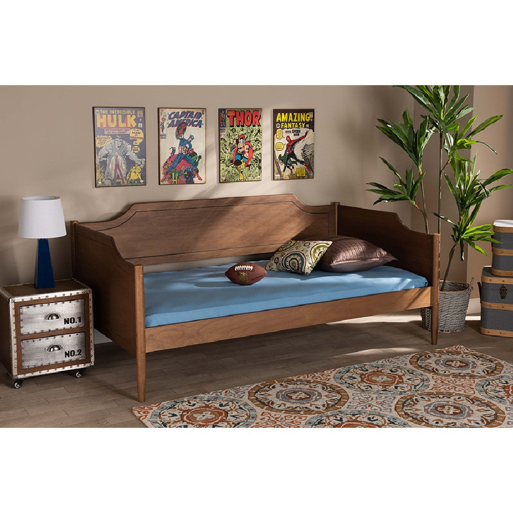 Baxton Studio Alya Classic Traditional Farmhouse Walnut Brown Finished Wood Twin Size Daybed