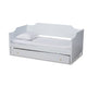 Baxton Studio Alya Classic Traditional Farmhouse White Finished Wood Twin Size Daybed with Roll-Out Trundle Bed