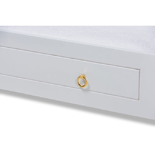 Baxton Studio Alya Classic Traditional Farmhouse White Finished Wood Twin Size Daybed with Roll-Out Trundle Bed