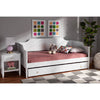 Baxton Studio Alya Classic Traditional Farmhouse White Finished Wood Twin Size Daybed with Roll-Out Trundle Bed