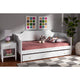 Baxton Studio Alya Classic Traditional Farmhouse White Finished Wood Twin Size Daybed with Roll-Out Trundle Bed