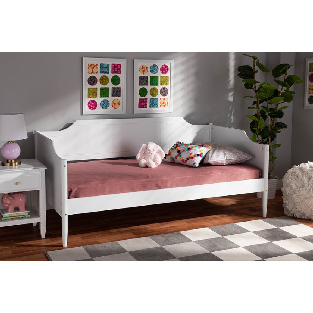 Baxton Studio Alya Classic Traditional Farmhouse White Finished Wood Twin Size Daybed