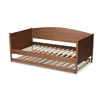 Baxton Studio Veles Mid-Century Modern Ash Wanut Finished Wood Daybed with Trundle