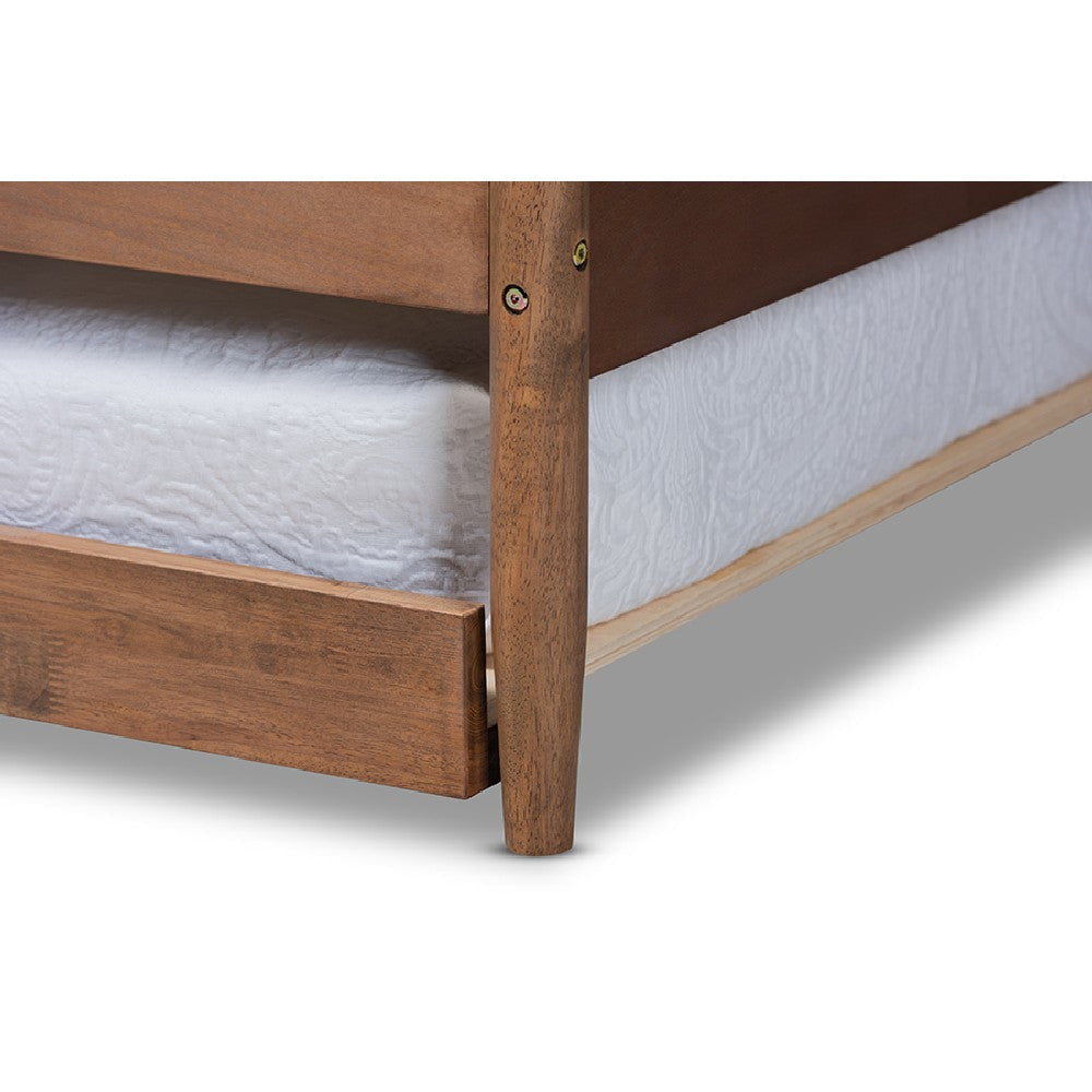 Baxton Studio Veles Mid-Century Modern Ash Wanut Finished Wood Daybed with Trundle