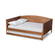 Baxton Studio Veles Mid-Century Modern Ash Walnut Finished Wood Full Size Daybed with Trundle