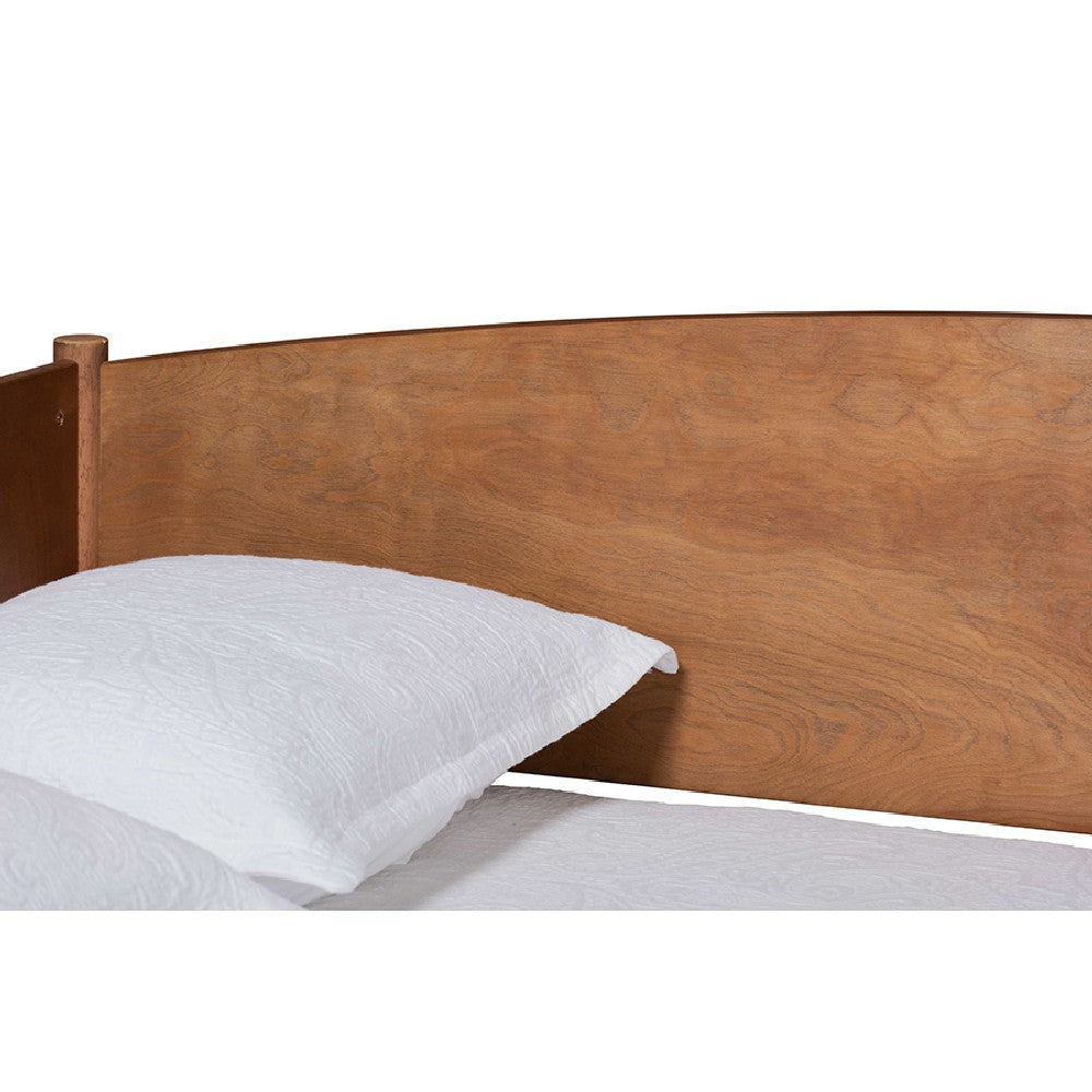 Baxton Studio Veles Mid-Century Modern Ash Walnut Finished Wood Full Size Daybed with Trundle