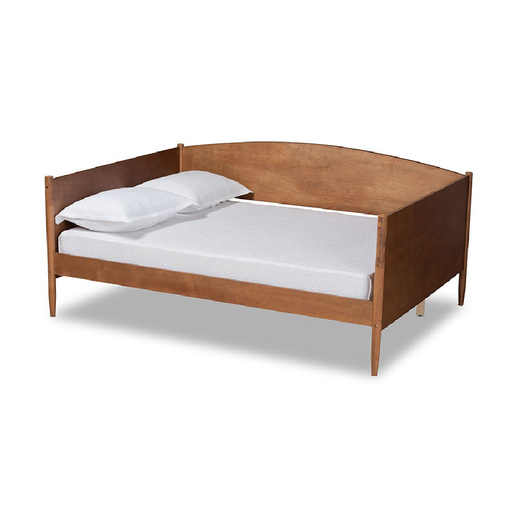 Baxton Studio Veles Mid-Century Modern Ash Walnut Finished Wood Full Size Daybed WHI-MG0016-Walnut-Daybed-Full