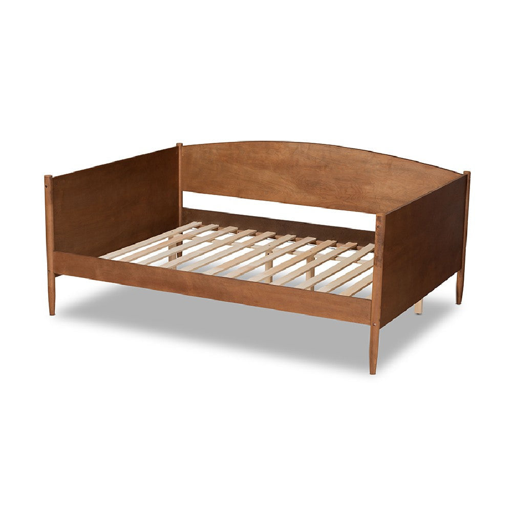 Baxton Studio Veles Mid-Century Modern Ash Walnut Finished Wood Full Size Daybed WHI-MG0016-Walnut-Daybed-Full