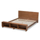 Baxton Studio Regina Modern Rustic Ash Walnut Brown Finished Wood Full Size Platform Storage Bed with Built-In Shelves
