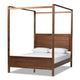 Baxton Studio Veronica Modern and Contemporary Walnut Brown Finished Wood King Size Platform Canopy Bed WHI-MG0021-1-Walnut-King