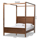 Baxton Studio Veronica Modern and Contemporary Walnut Brown Finished Wood King Size Platform Canopy Bed WHI-MG0021-1-Walnut-King