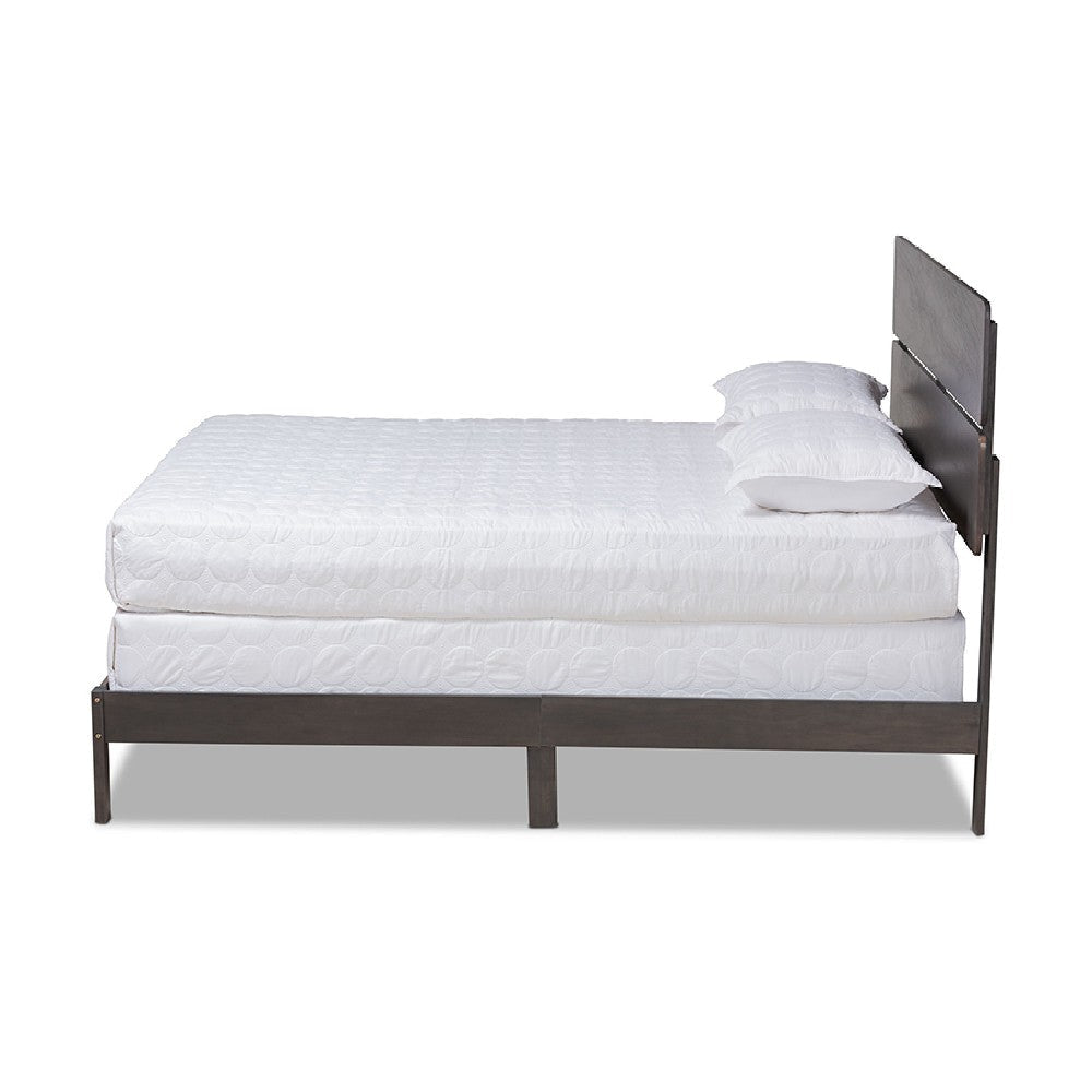 Baxton Studio Anthony Modern and Contemporary Dark Grey Oak Finished Wood King Size Panel Bed