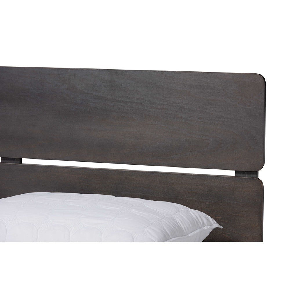 Baxton Studio Anthony Modern and Contemporary Dark Grey Oak Finished Wood King Size Panel Bed