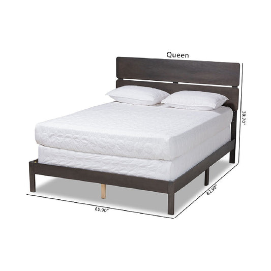Baxton Studio Anthony Modern and Contemporary Dark Grey Oak Finished Wood King Size Panel Bed