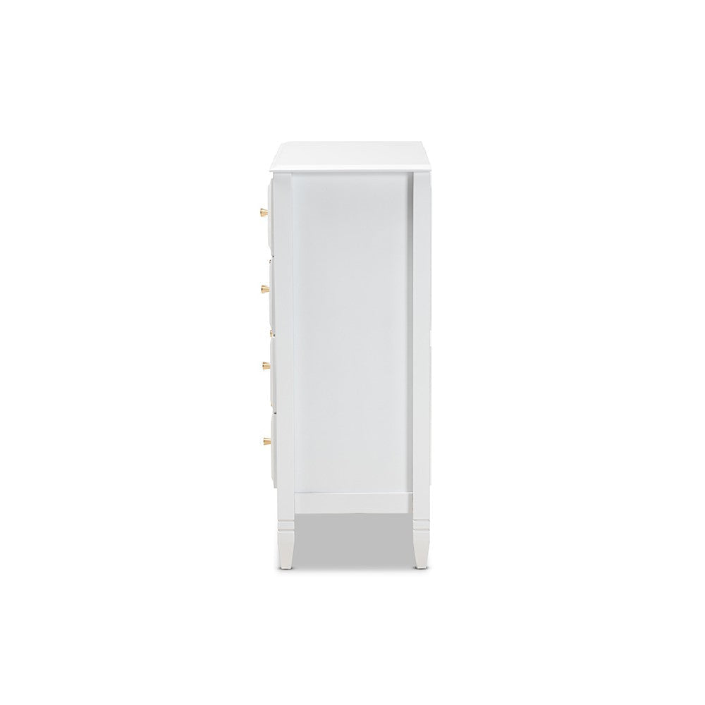 Baxton Studio Naomi Classic and Transitional White Finished Wood 4-Drawer Bedroom Chest WHI-MG0038-White-4DW-Chest