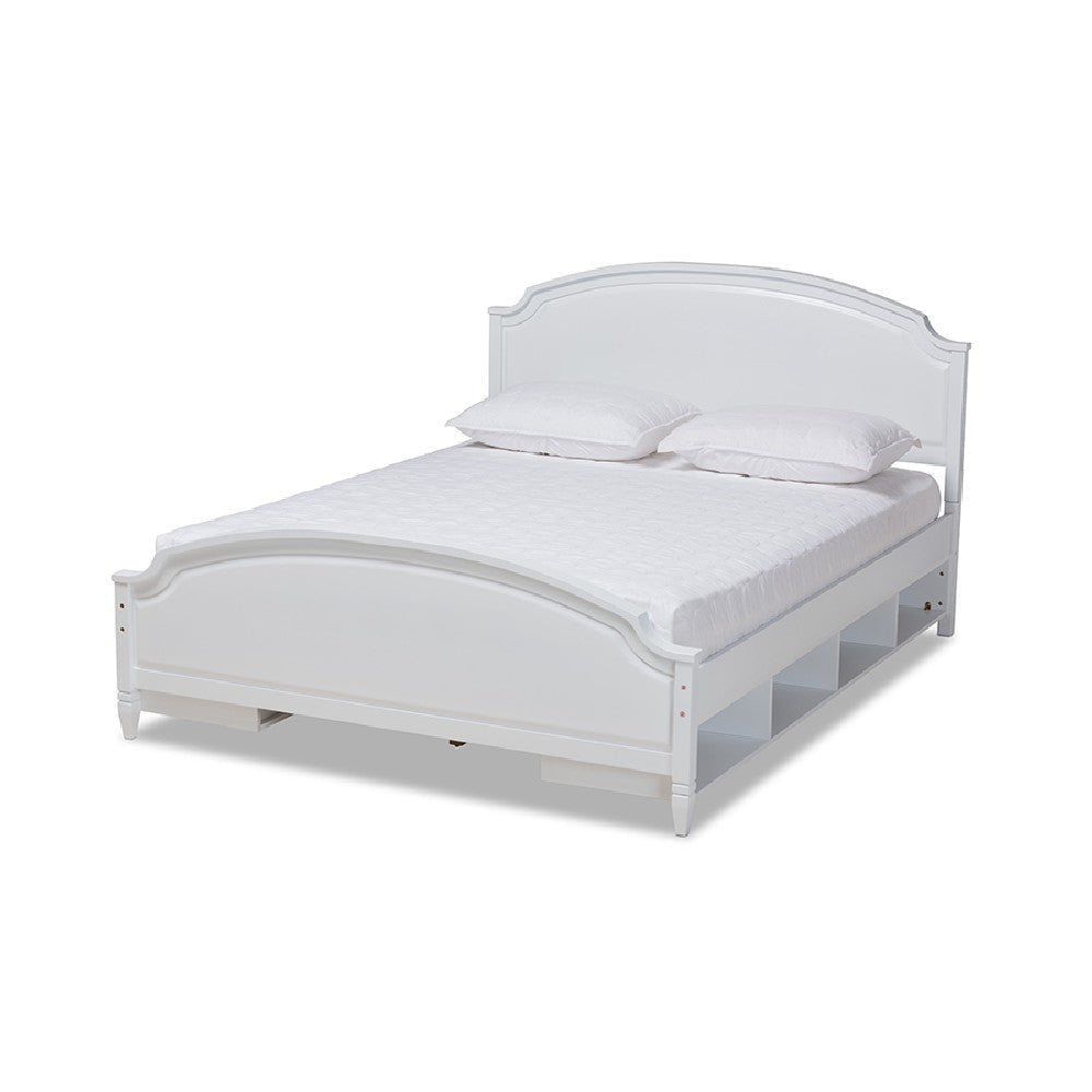 Baxton Studio Elise Classic and Traditional Transitional White Finished Wood Full Size Storage Platform Bed WHI-MG0038-White-Full