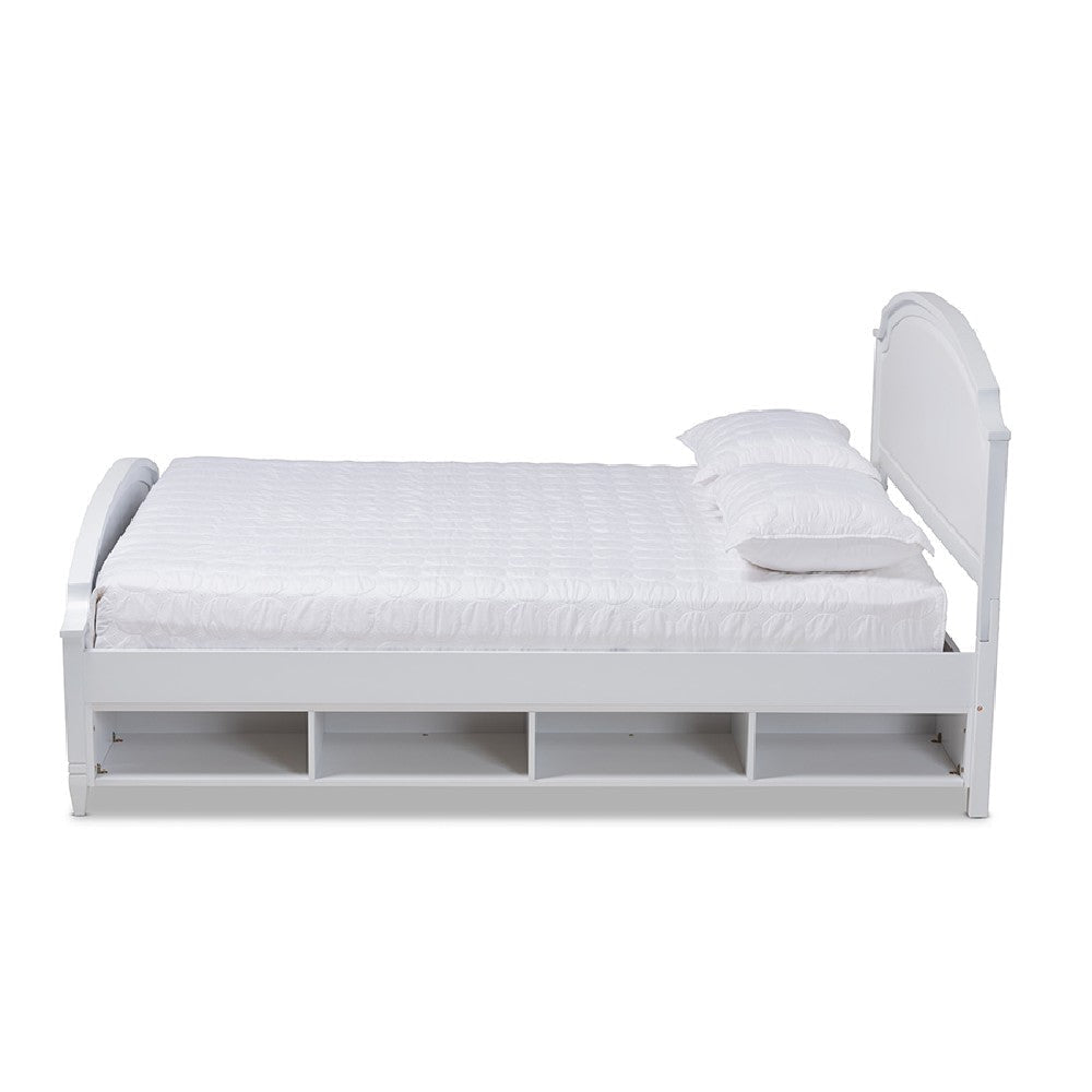 Baxton Studio Elise Classic and Traditional Transitional White Finished Wood Full Size Storage Platform Bed WHI-MG0038-White-Full
