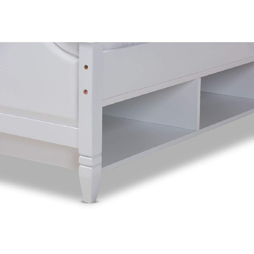 Baxton Studio Elise Classic and Traditional Transitional White Finished Wood Full Size Storage Platform Bed WHI-MG0038-White-Full