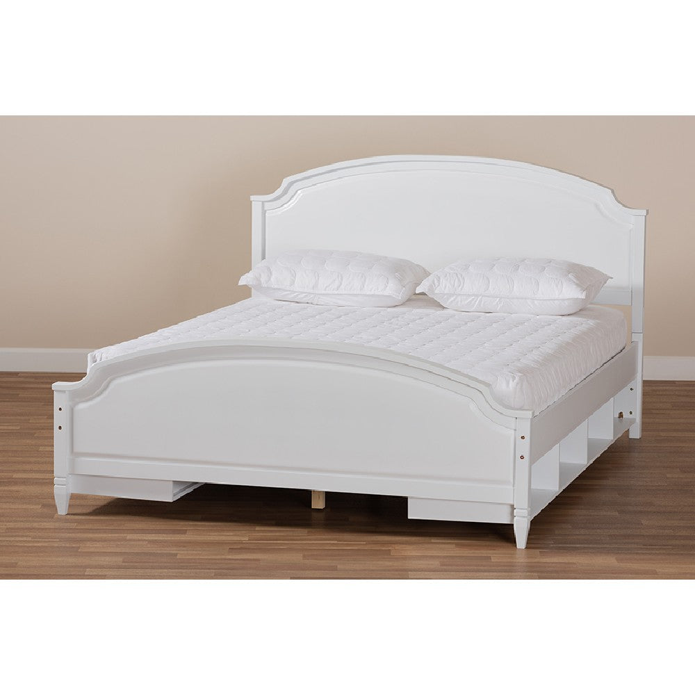Baxton Studio Elise Classic and Traditional Transitional White Finished Wood Full Size Storage Platform Bed