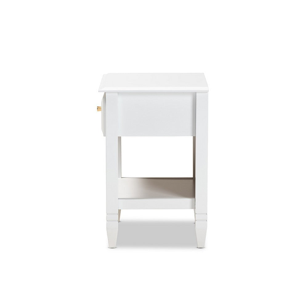 Baxton Studio Naomi Classic and Transitional White Finished Wood 1-Drawer Bedroom Nightstand WHI-MG0038-White-NS