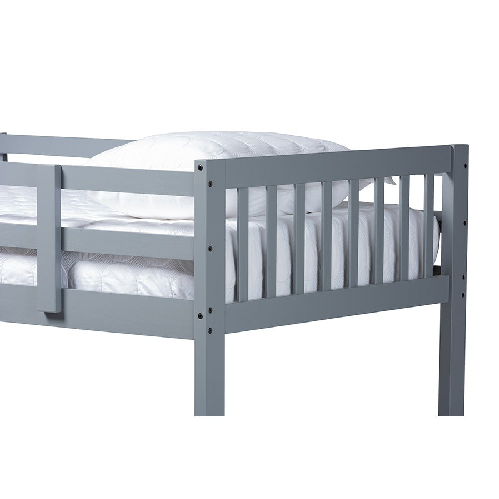 Baxton Studio Jude Modern and Contemporary Grey Finished Wood Twin Size Bunk Bed WHI-MG0045-Grey-Twin-Bunk-Bed